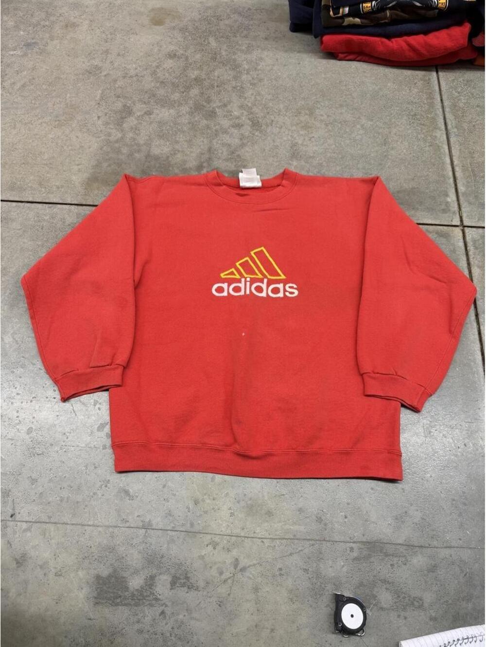 vintage adidas red and yellow big logo crewneck size medium